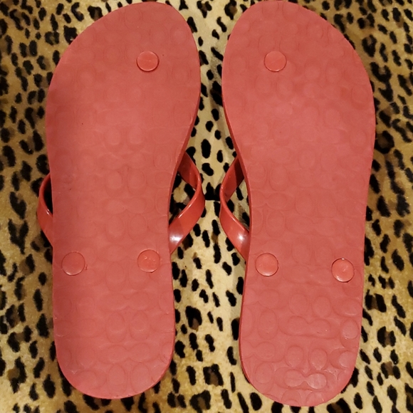 Coach Red Abigail Floral Thong Sandal Sz 7-8 - Picture 2 of 10